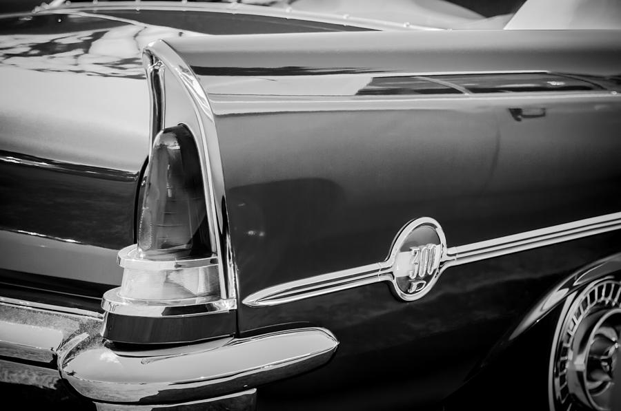 1958 Chrysler 300D Convertible Taillight Emblem -2972bw Photograph by Jill Reger