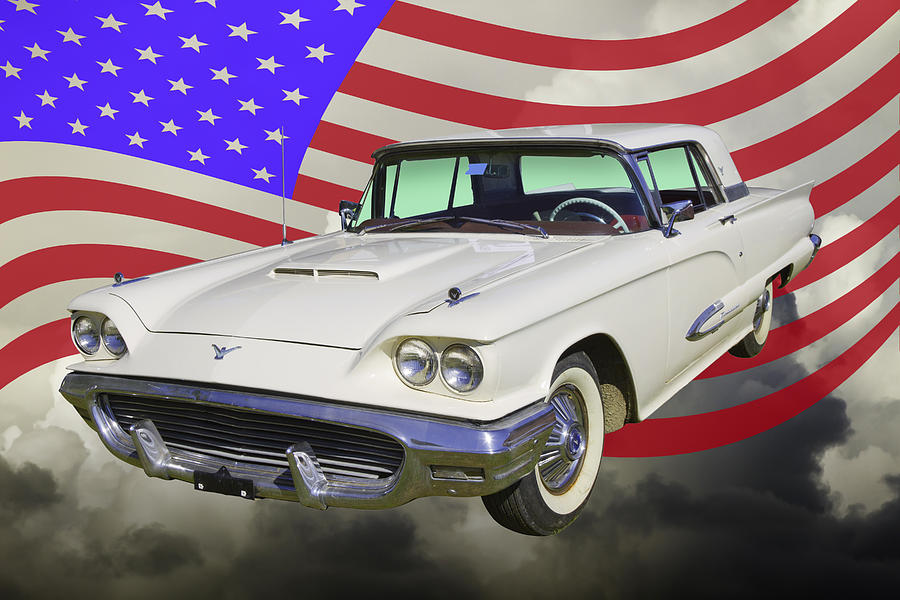 1958  Ford Thunderbird With American Flag Photograph by Keith Webber Jr