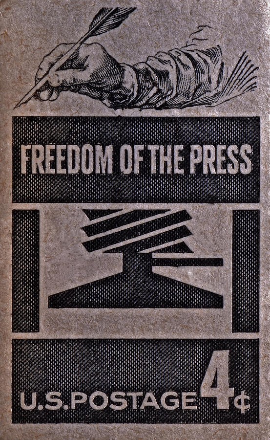1958 Freedom of Press Stamp Photograph by Bill Owen