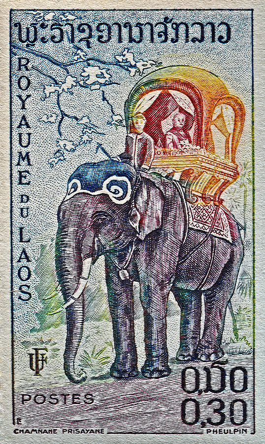 1958 Laos Elephant Stamp Photograph by Bill Owen