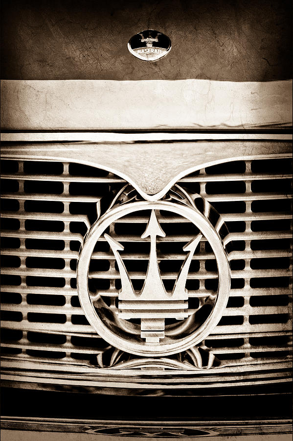 1958 Maserati Hood - Grille Emblem Photograph by Jill Reger