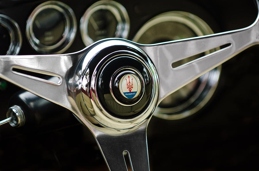 1958 Maserati Steering Wheel Emblem Photograph by Jill Reger