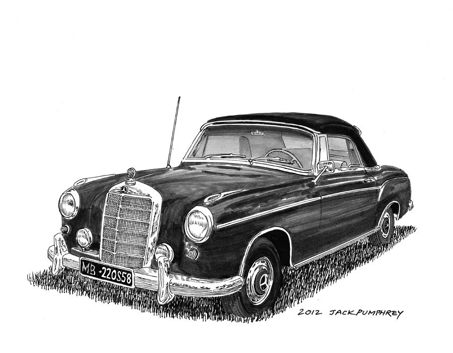 40s Painting - 1958 Mercedes Benz 220S by Jack Pumphrey