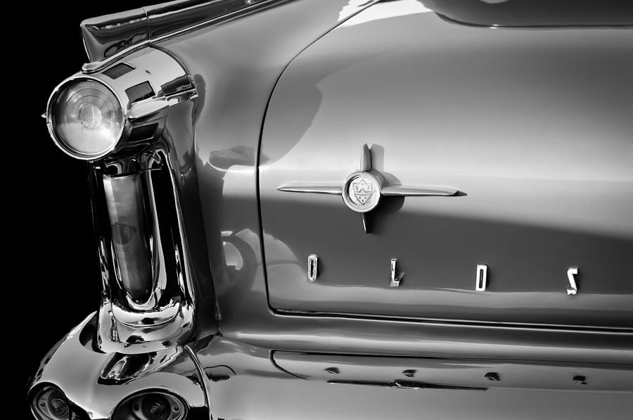 Car Photograph - 1958 Oldsmobile 98 Taillight Emblem by Jill Reger