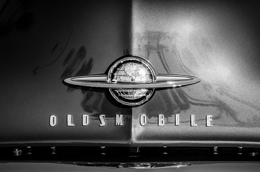 1958 Oldsmobile Grille Emblem -0236bw Photograph by Jill Reger