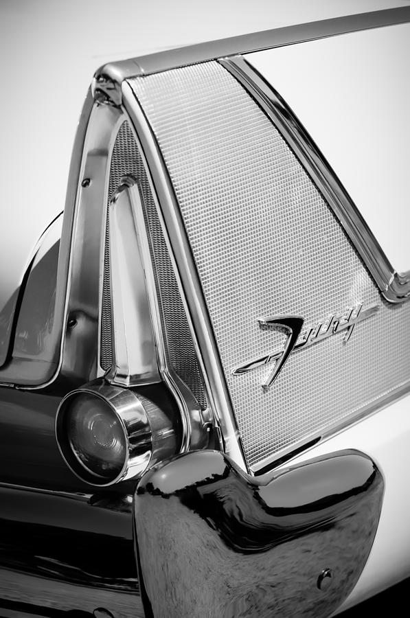 1958 Plymouth Fury Golden Commando Taillight Emblem -3467bw Photograph by Jill Reger