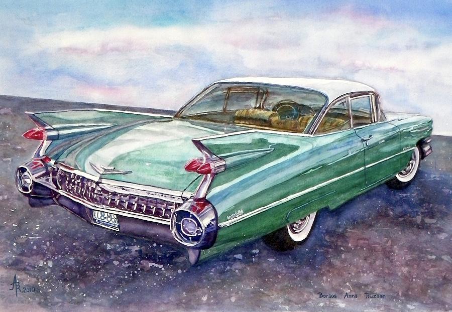 1959 Cadillac Cruising Painting by Anna Ruzsan