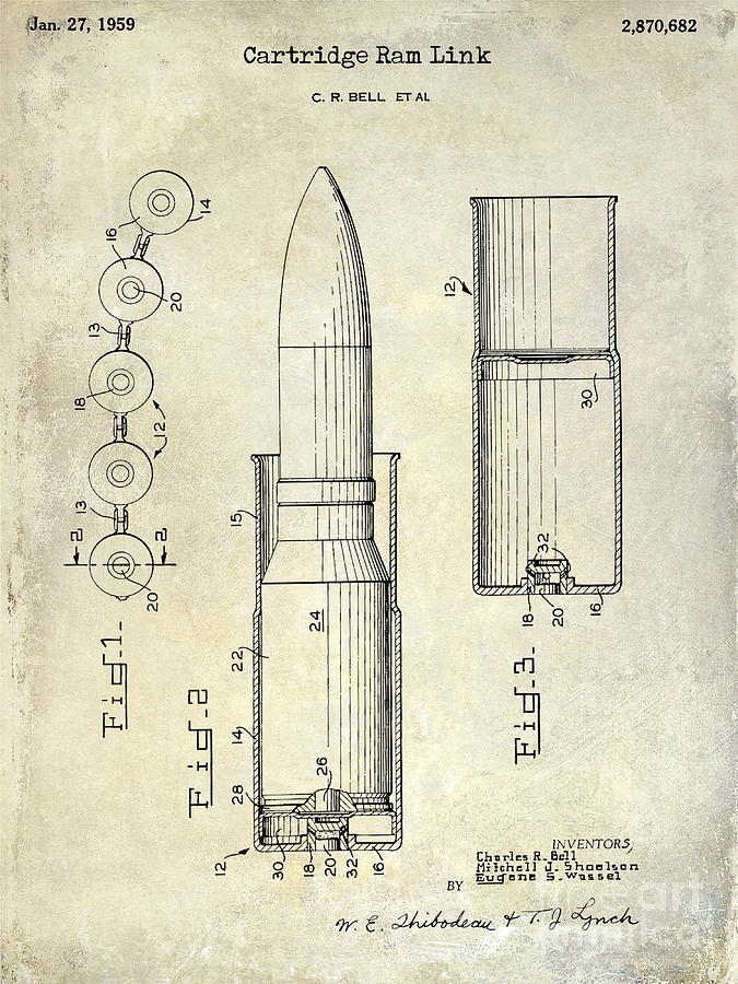 1959 Cartidge Ram Link Patent Drawing Photograph by Jon Neidert