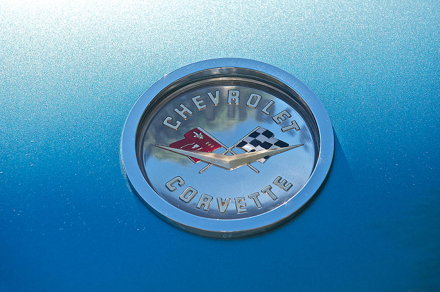 1959 Chevrolet Corvette Flags Photograph by Dave Koontz