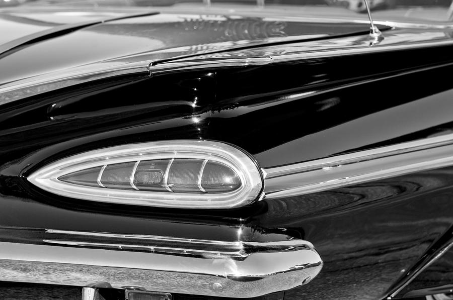 Black And White Photograph - 1959 Chevrolet Impala Tail Light by Jill Reger