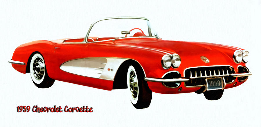 1959 Corvette Digital Art by Walter Colvin