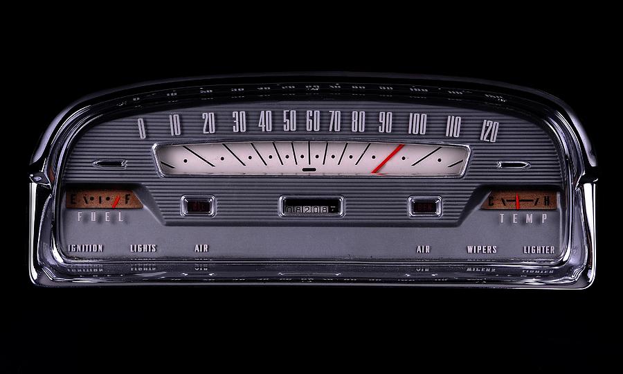 1959 Ford Speedometer at Speed Photograph by Shane Thompson Speedometer