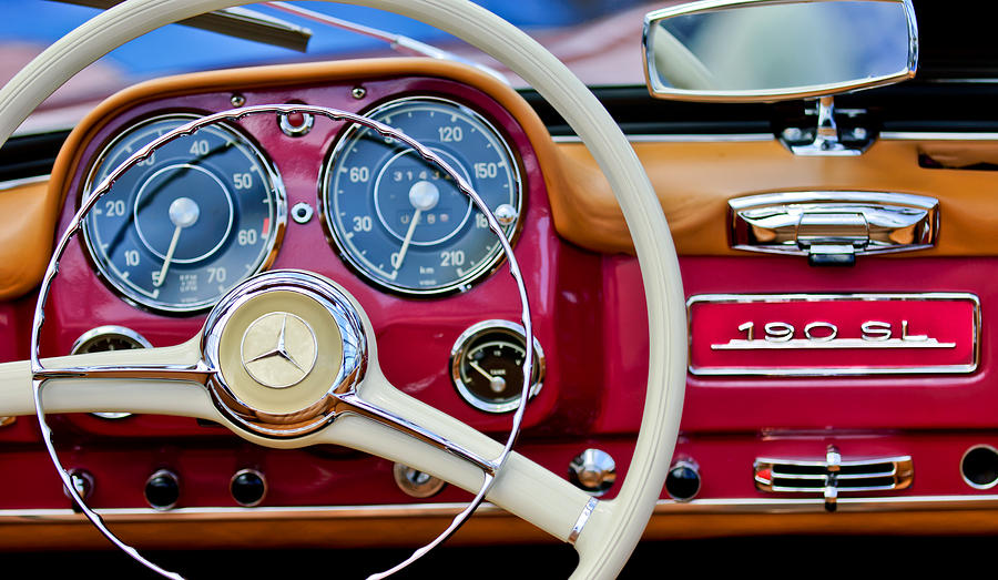 Car Photograph - 1959 Mercedes-Benz 190 SL Steering Wheel by Jill Reger