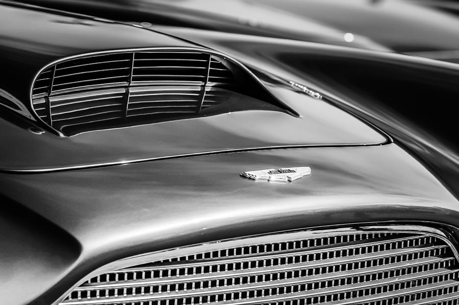 1960 Aston Martin Db4 Series II Grille - Hood Emblem -1208bw Photograph by Jill Reger