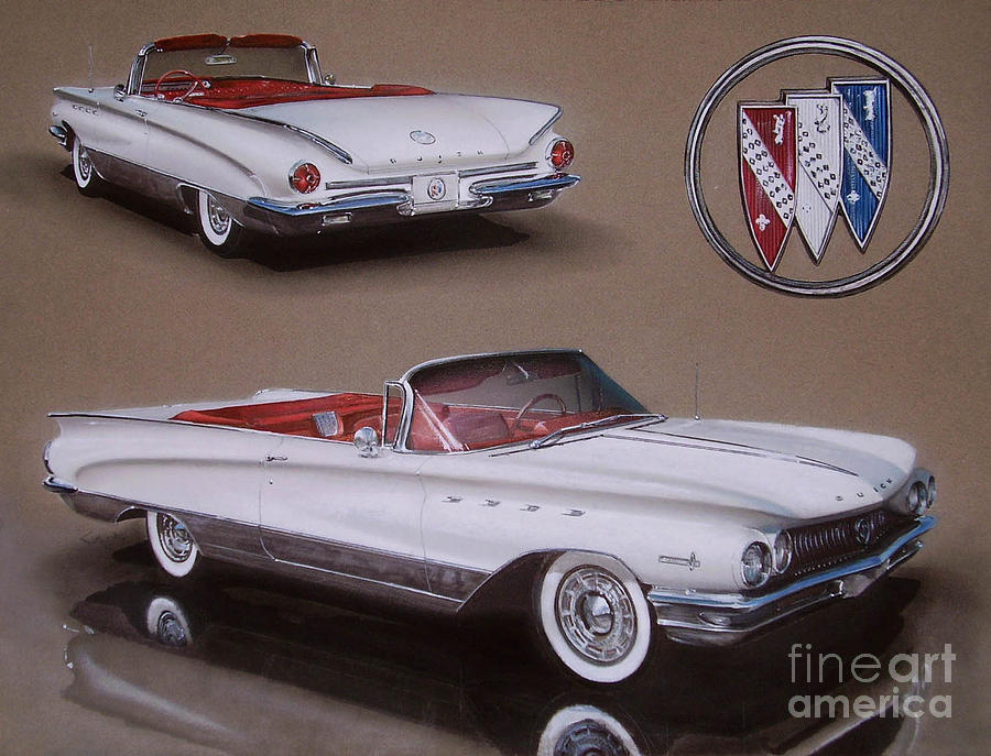 Vintage Drawing - 1960 Buick Electra by Paul Kuras