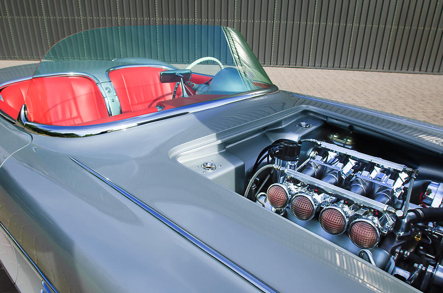 Car Photograph - 1960 Chevrolet Corvette Custom Engine by Jill Reger