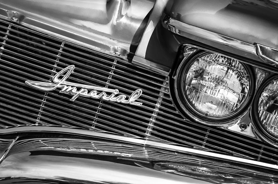 1960 Chrysler Imperial Grille Emblem -0269bw Photograph by Jill Reger