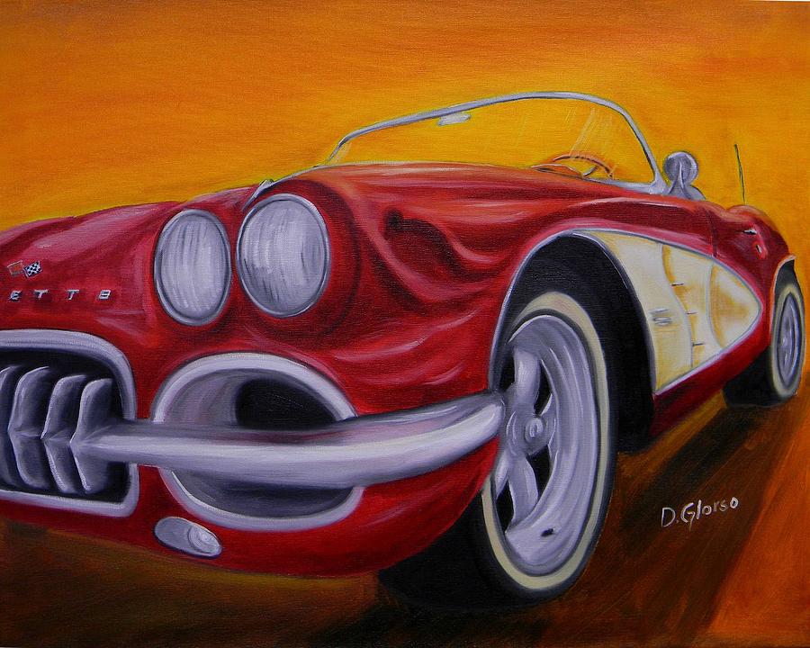 1960 Corvette - Red Painting by Dean Glorso
