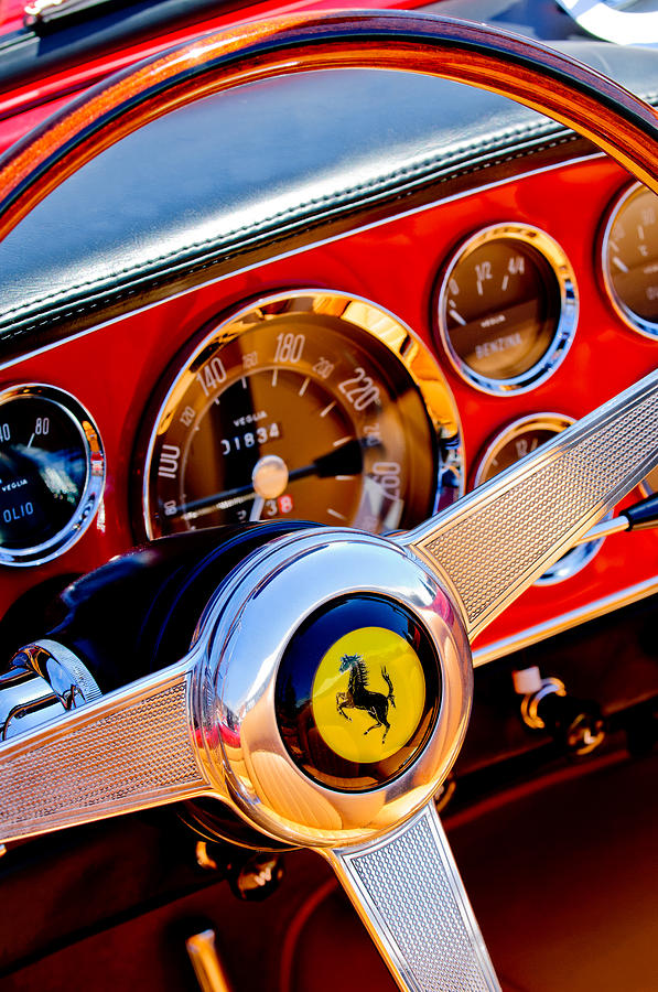 Transportation Photograph - 1960 Ferrari 250 GT Cabriolet Pininfarina Series II Steering Wheel Emblem -1319c by Jill Reger
