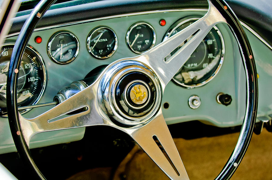 1960 Maserati Steering Wheel Emblem Photograph by Jill Reger