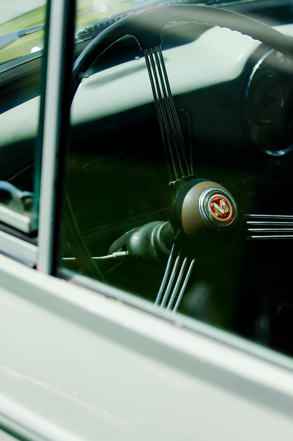 1960 Morris Minor Panel Delivery Truck Steering Wheel Emblem Photograph by Jill Reger