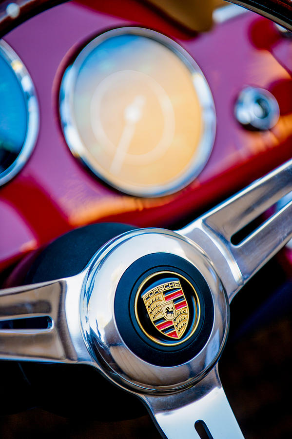 1960 Porsche 356B 1600 Roadster Steering Wheel Emblem Photograph by Jill Reger