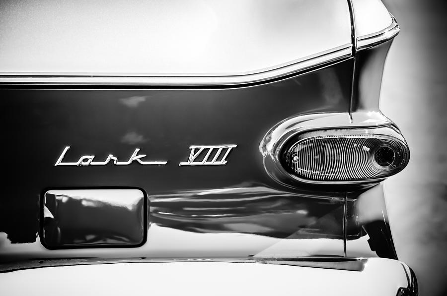 1960 Studebaker Lark VIII Taillight Emblem -154bw Photograph by Jill Reger