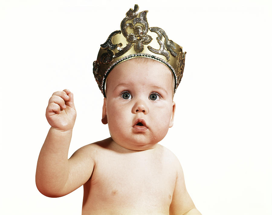 Hat Photograph - 1960s Baby Wearing Crown Tiara Raised by Vintage Images
