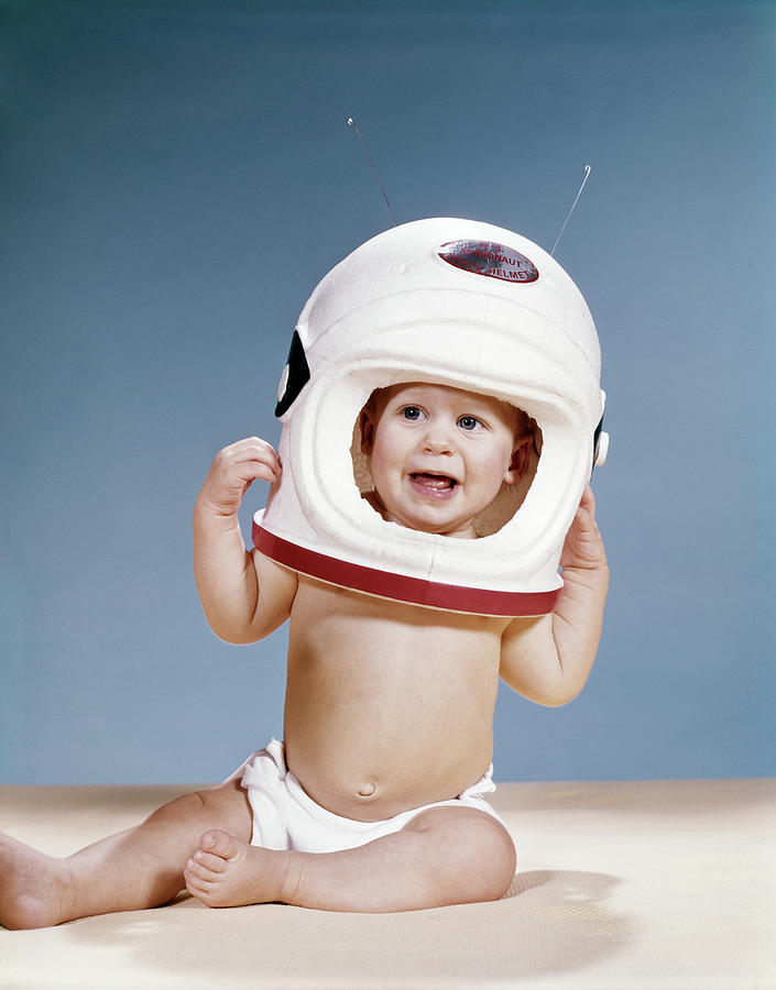 Actor Photograph - 1960s Baby Wearing Styrofoam Astronaut by Vintage Images