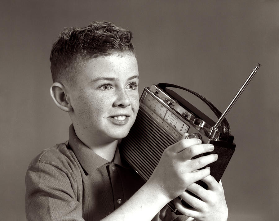 1960s Boy Listening To Portable Radio Photograph by Vintage Images - Pixels