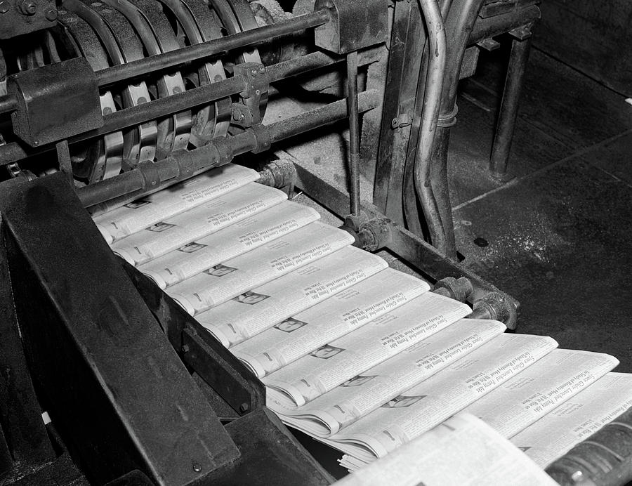 Black And White Photograph - 1960s Close-up Of Printing Press by Vintage Images