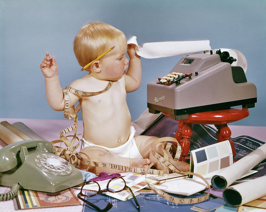 Vintage Photograph - 1960s Designer Baby Sitting Tangled by Vintage Images