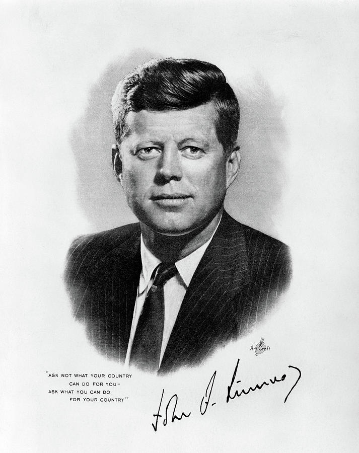 Black And White Photograph - 1960s Jfk Official White House Portrait by Vintage Images