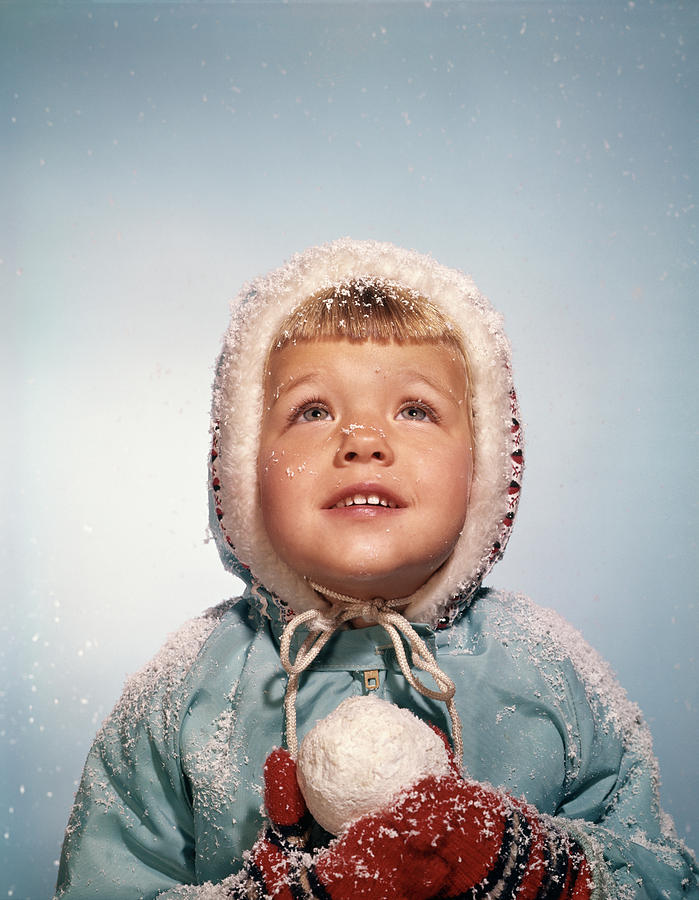 1960s Little Girl Holding Snow Ball Photograph by Vintage Images - Fine ...