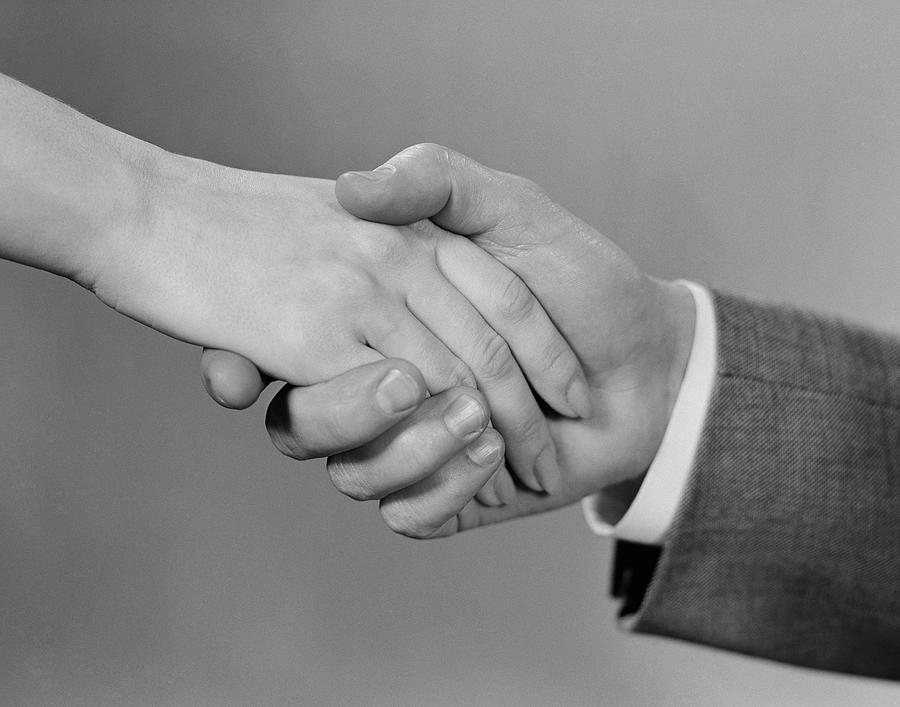 1960s Male And Female Handshake Photograph by Vintage Images