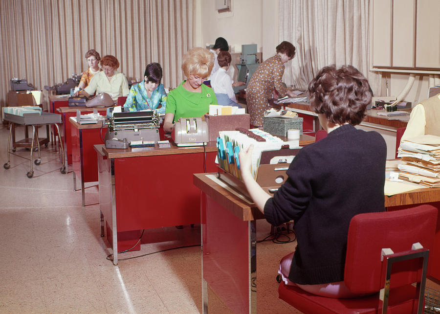 1960s Many Women In Open Office Working Photograph by Vintage Images