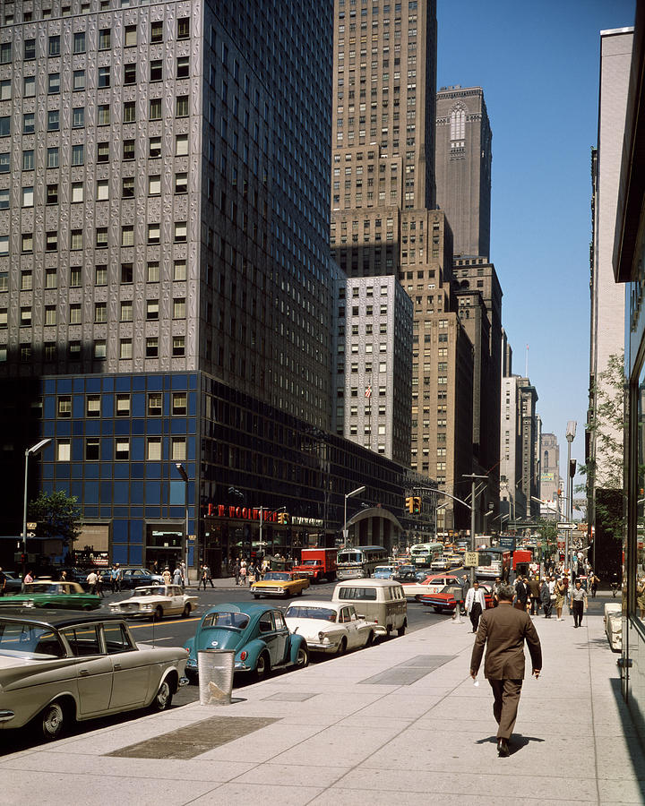 1960s Pedestrians And Street Traffic Photograph by Vintage Images ...