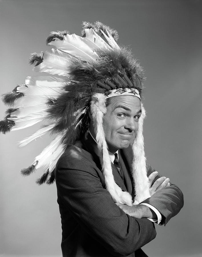 1960s Portrait  Man Wearing Indian  Chief  Photograph by 