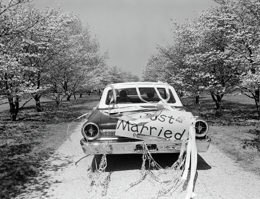 1960s Rear Of Car With Just Married Photograph by Vintage Images - Fine Art America