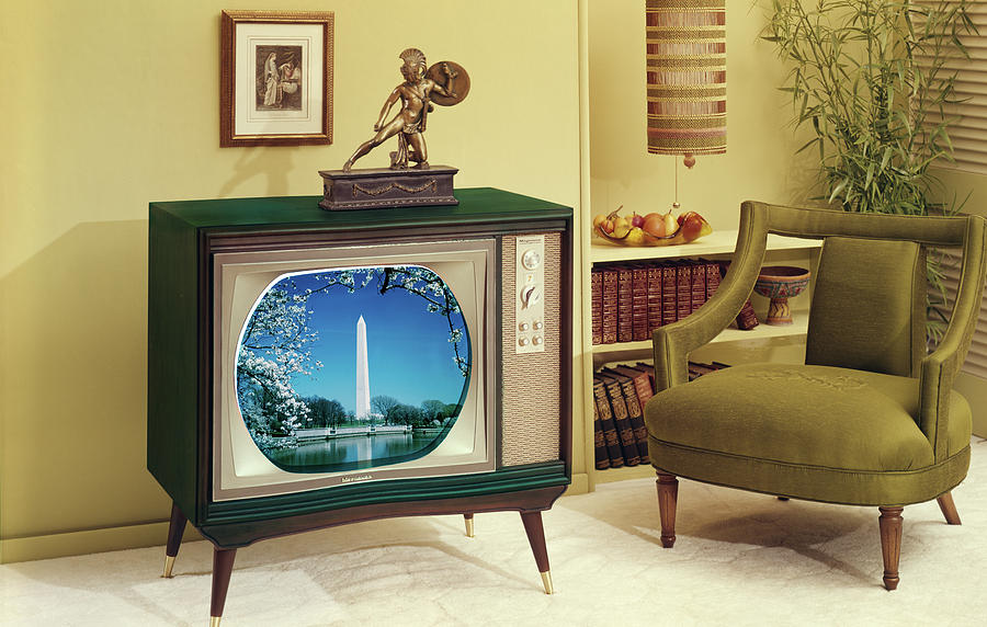 old television set in living room