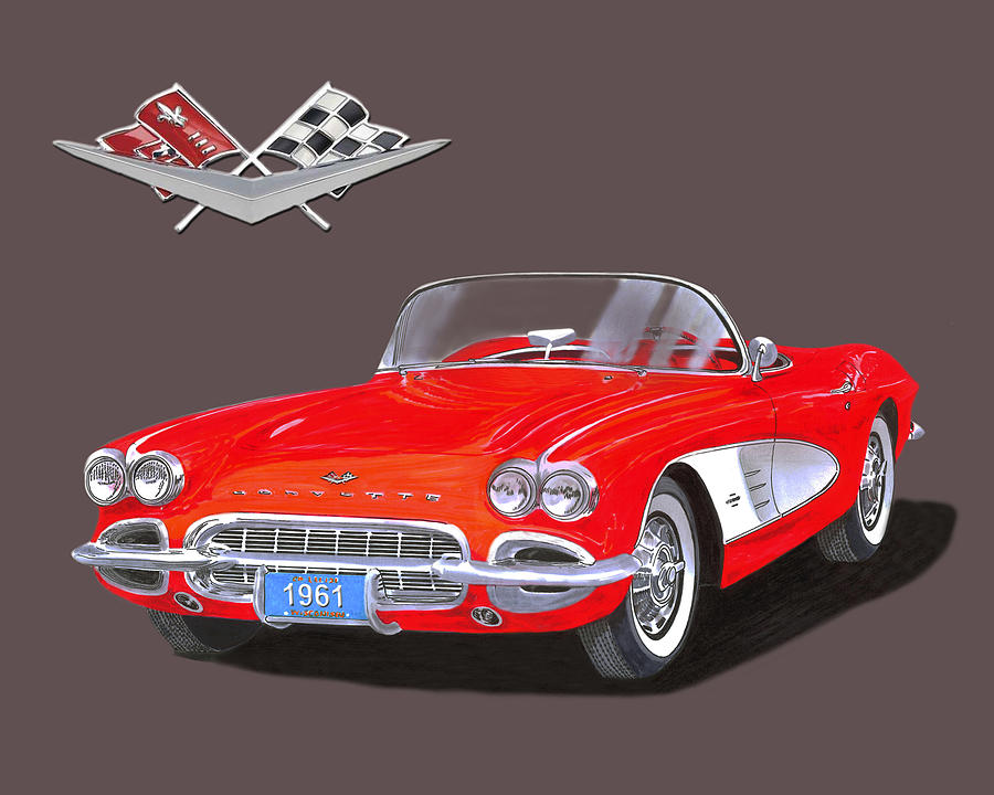 1961 Corvette Convertible Painting by Jack Pumphrey