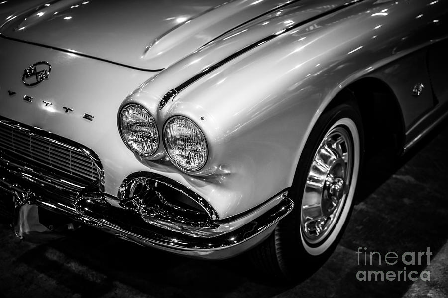 Black And White Photograph - 1962 Chevrolet Corvette Black and White Picture by Paul Velgos