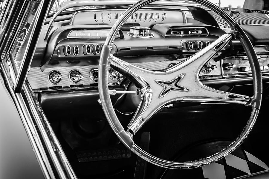 1962 Dodge Polara Steering Wheel -0092bw Photograph by Jill Reger