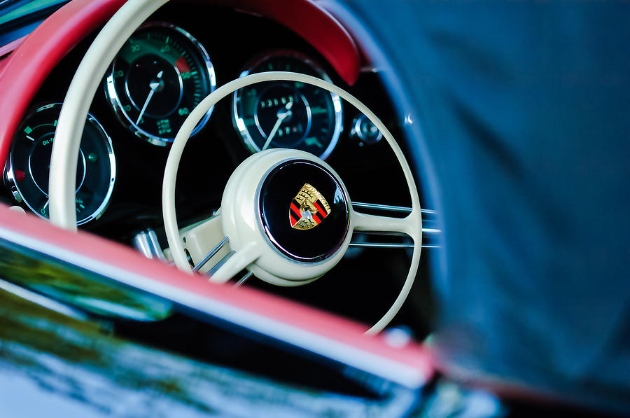 1962 Porsche 356 1600 BT6 Roadster Steering Wheel -0696c Photograph by Jill Reger