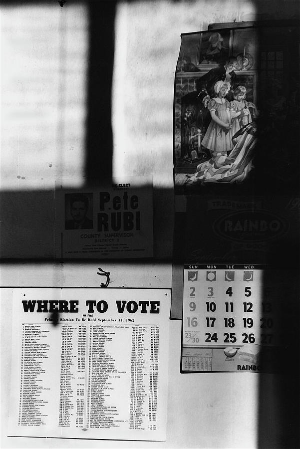 1962  where to vote poster historic patriotism calendar Meyer Avenue barrio Tucson Arizona 1967 Photograph by David Lee Guss