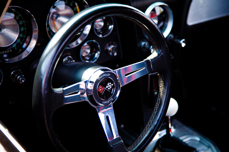 Transportation Photograph - 1963 Chevy Corvette Stingray Steering Wheel by David Patterson