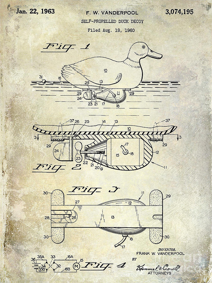 1963 Duck Decoy Patent Drawing Photograph by Jon Neidert