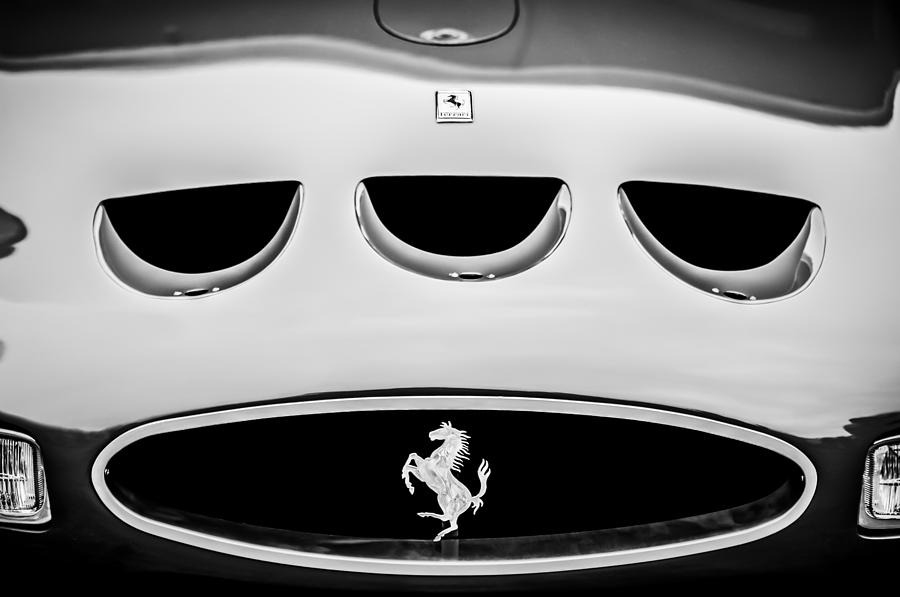 Black And White Photograph - 1963 Ferrari 250 Gto Grille Emblem -1753bw by Jill Reger