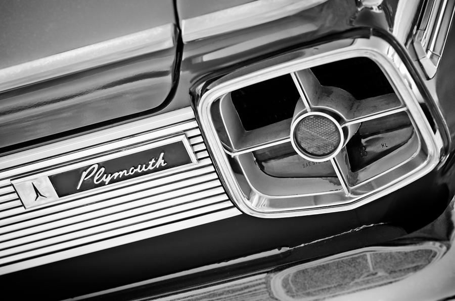 1963 Plymouth Fury Taillight Emblem -3321bw Photograph by Jill Reger