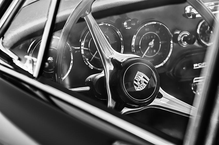 Car Photograph - 1963 Porsche 356 B 1600 Coupe Steering Wheel Emblem by Jill Reger